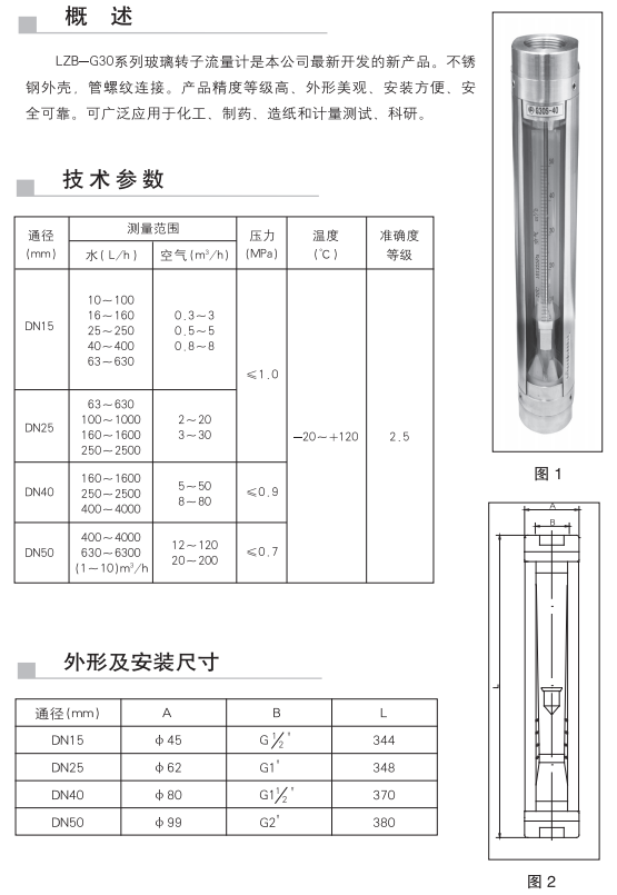 G30S-15W卡箍連接玻璃轉(zhuǎn)子流量計，快裝式玻璃管浮子流量計